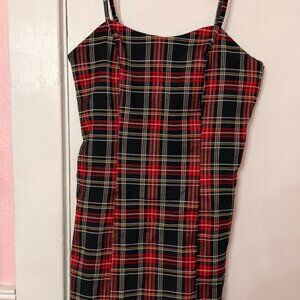 Tartan Red, white and black plaid dress by Royal Monk Medium